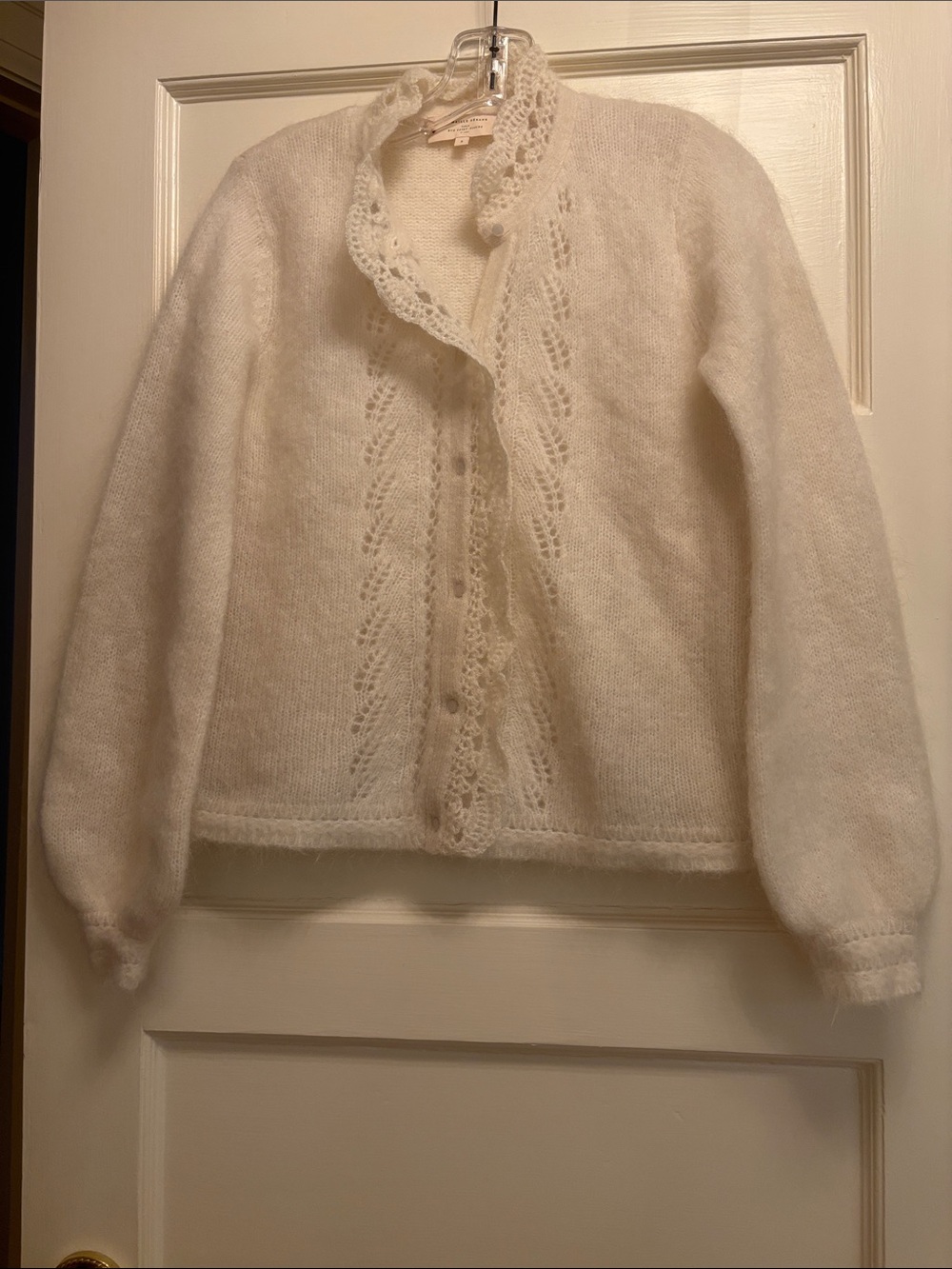 Sezane Ecru Adeline Women's Cardigan Sweater Size S Fuzzy - Picture 4 of 11